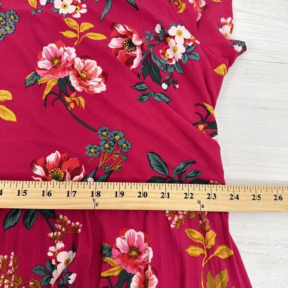 NWT Ann Taylor Loft Midi Dress‎ Plus Size 26 4X Pink Floral Short Sleeves Jersey